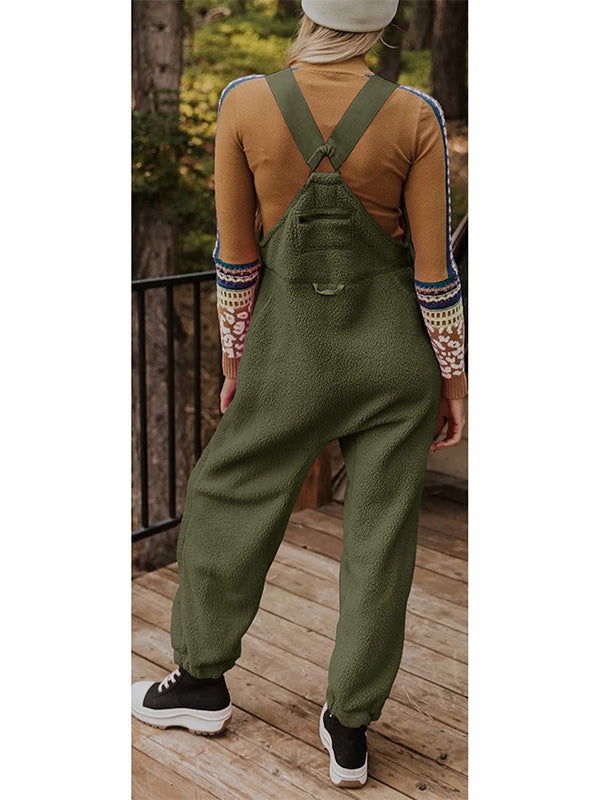 Ivyshape | Comfortable Fleece Overalls