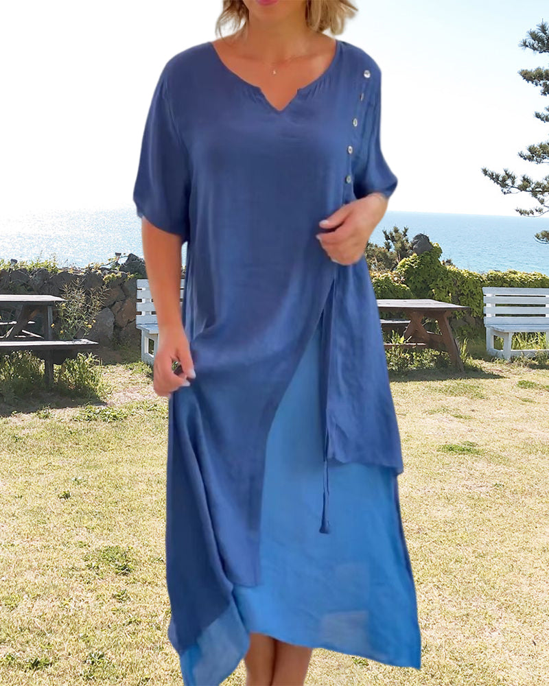 Summer Casual Long Dress with Half Sleeves | Ideal for Summer