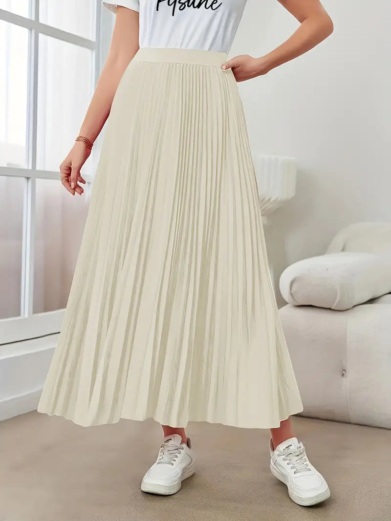 Ivyshape | Women's Stylish Pleated Skirt Long