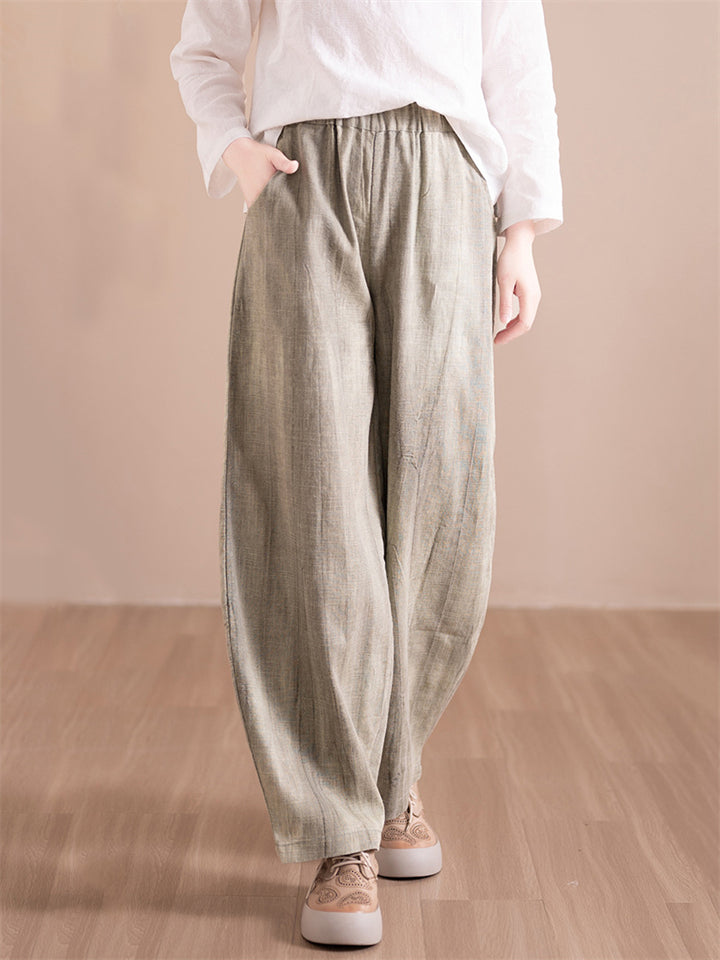 Summer Plain Loose Linen Pants for Women