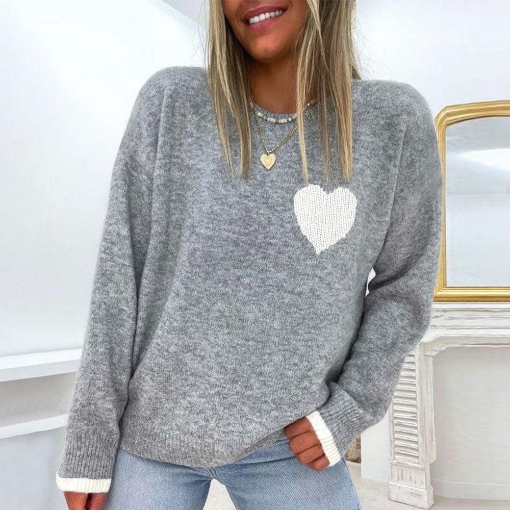 Ivyshape | Warm Pullover with Heart Detail