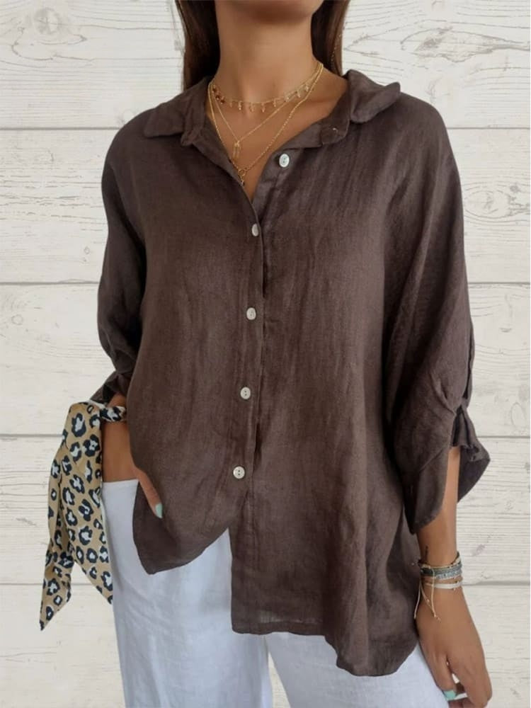 Ivyshape | Women's Linen Blouse Plain