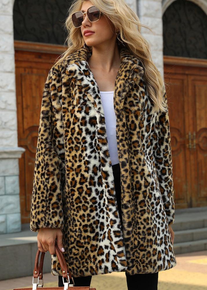 Ivyshape | Print Faux Fur Coat for Autumn/Winter