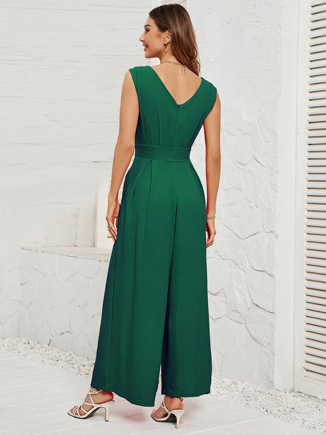 Ivyshape | Surplice Wide Strap Jumpsuit with Pockets