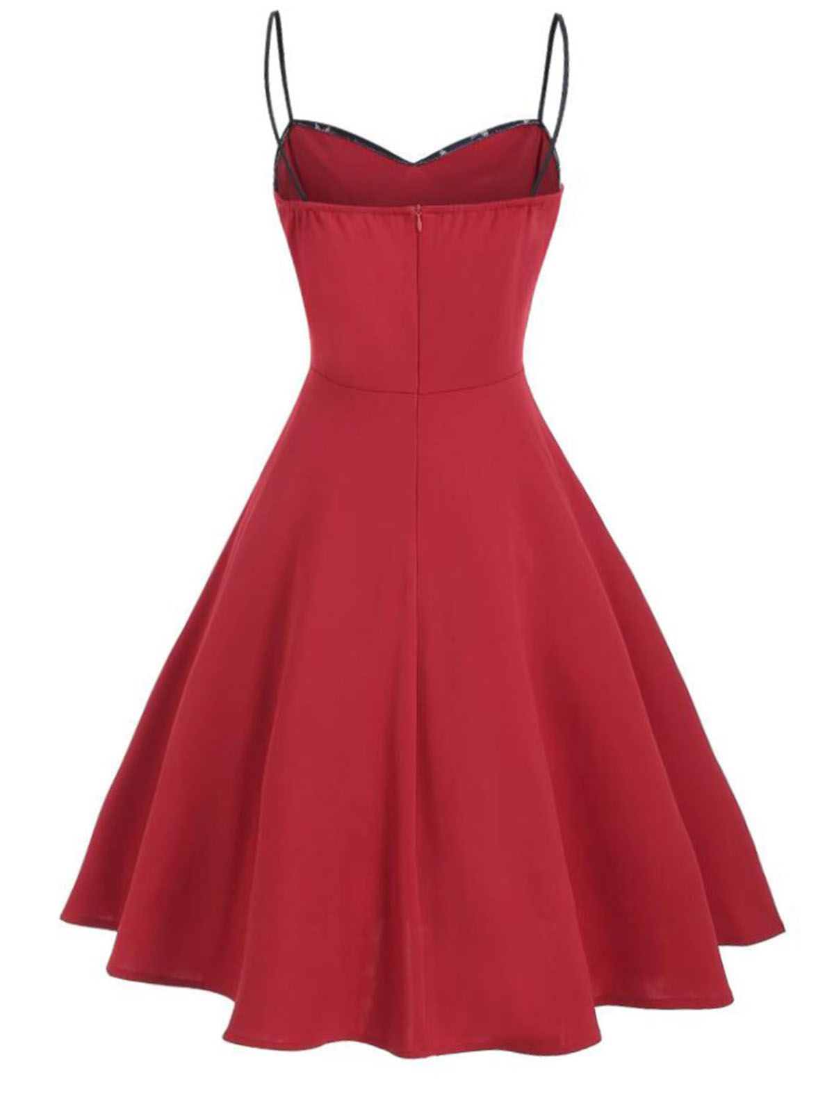 Red Stars Patchwork Strap Dress