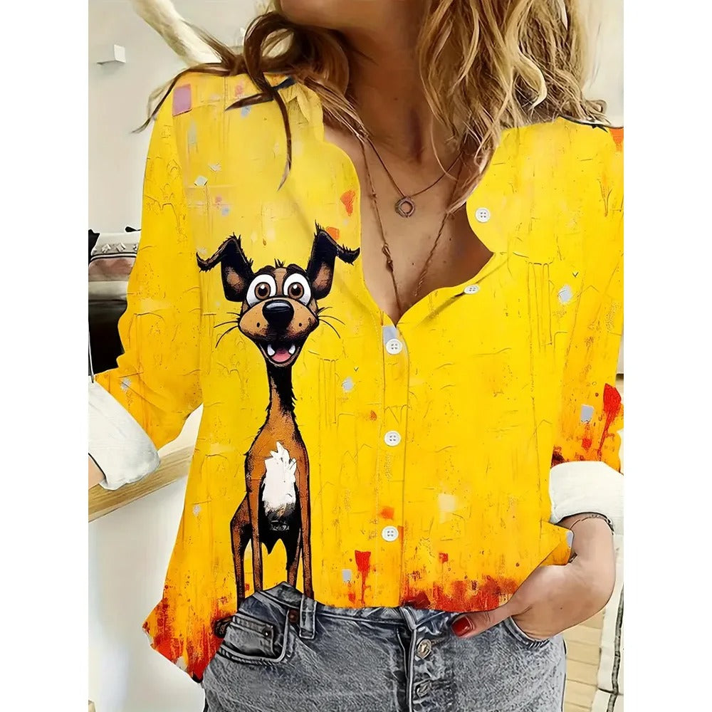 Elegant Long Sleeve Animal Print Blouse for Women