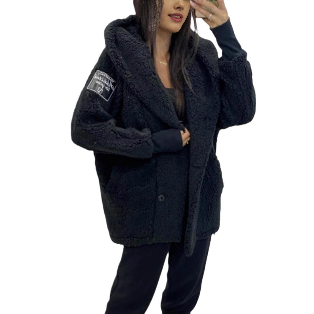 Ivyshape | Plush Loose-Fit Hooded Coat