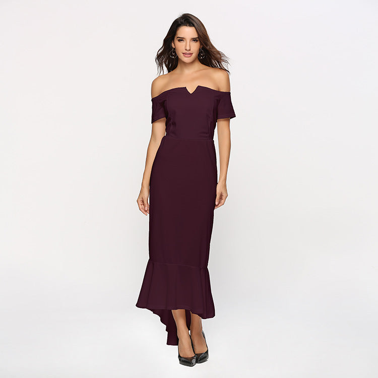 Women Off-Shoulder High-Low Dress Ivyshape