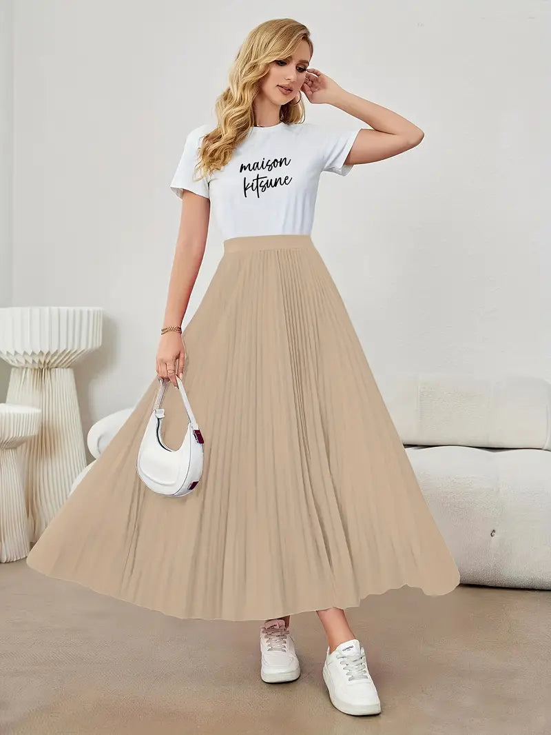 Ivyshape | Women's Stylish Pleated Skirt Long