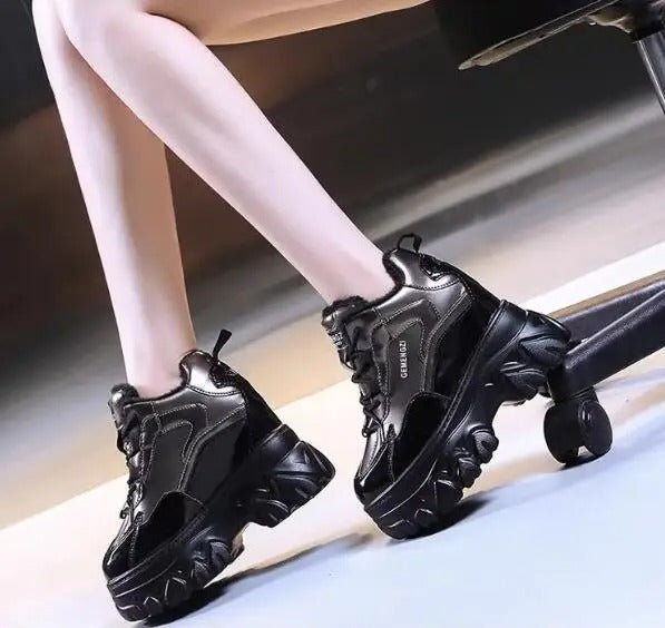 Chunky Lace-Up Platform Boots for Women