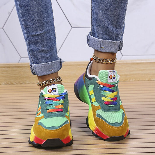 Ivyshape | Swiftstep Comfortable Rainbow Sneakers