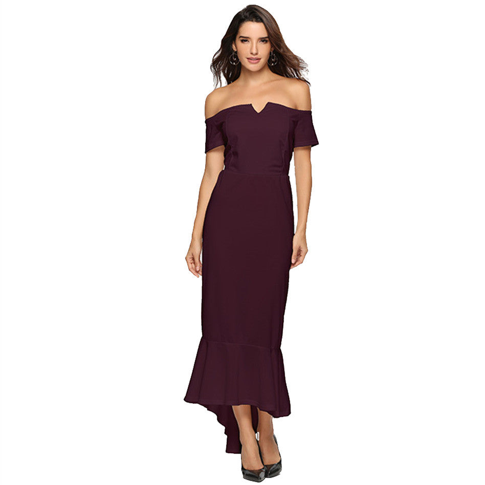 Women Off-Shoulder High-Low Dress Ivyshape