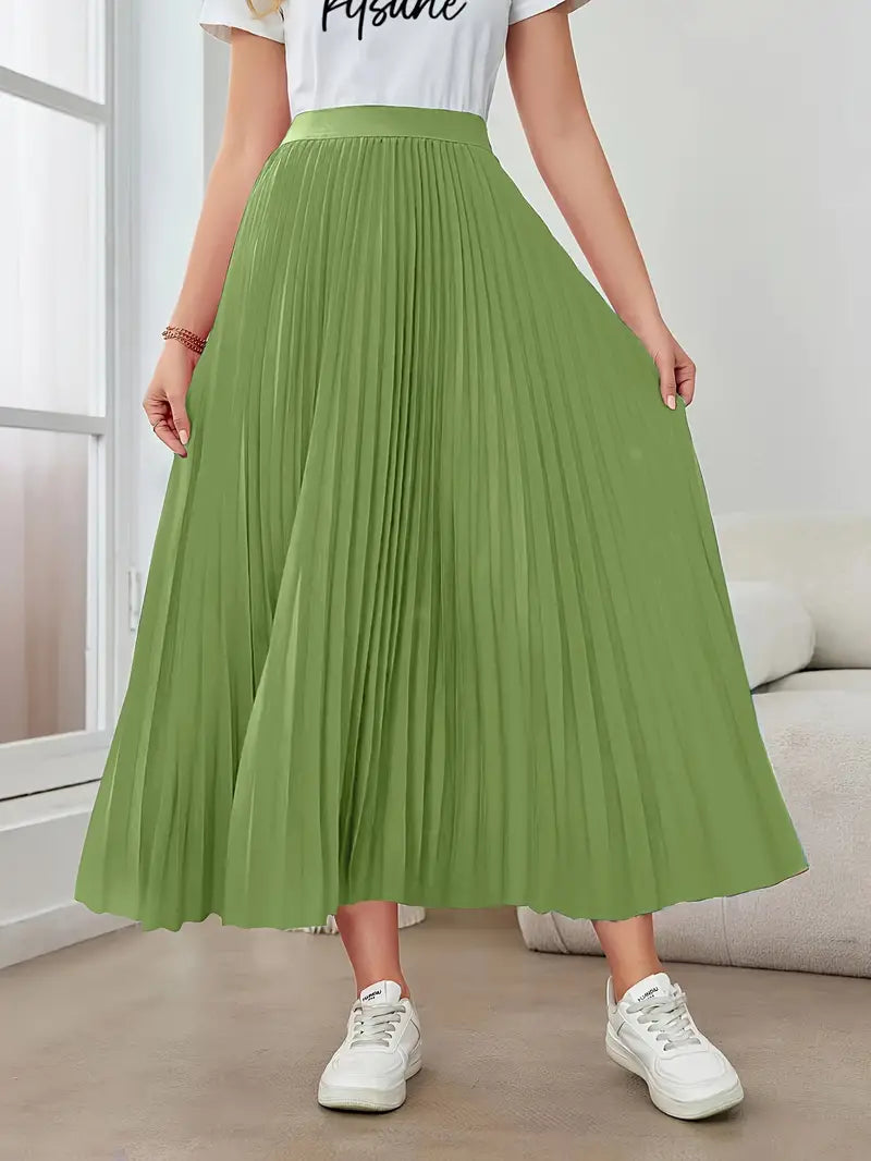 Ivyshape | Women's Stylish Pleated Skirt Long