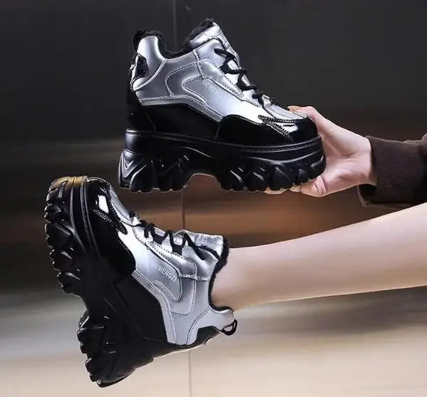 Chunky Lace-Up Platform Boots for Women