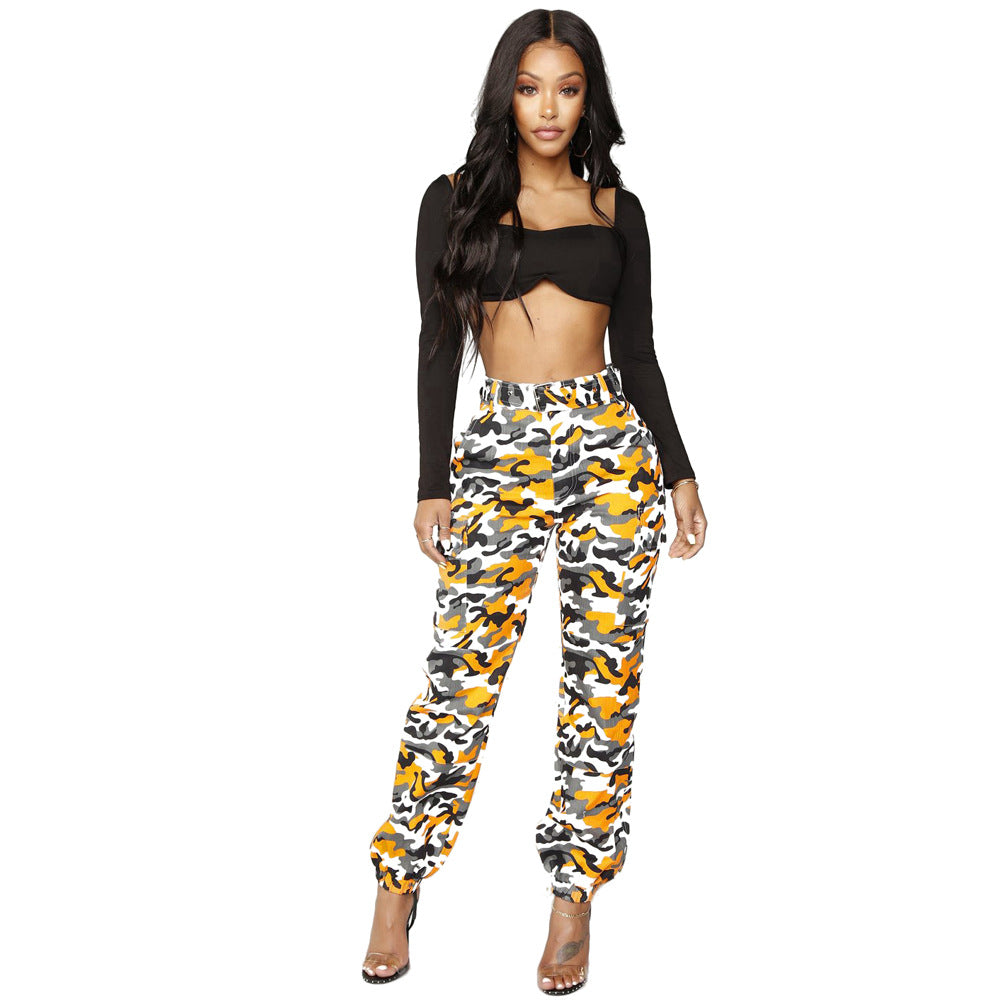 Women's Casual Crop Top and Elegant Chino Pants with Leopard Print Ivyshape