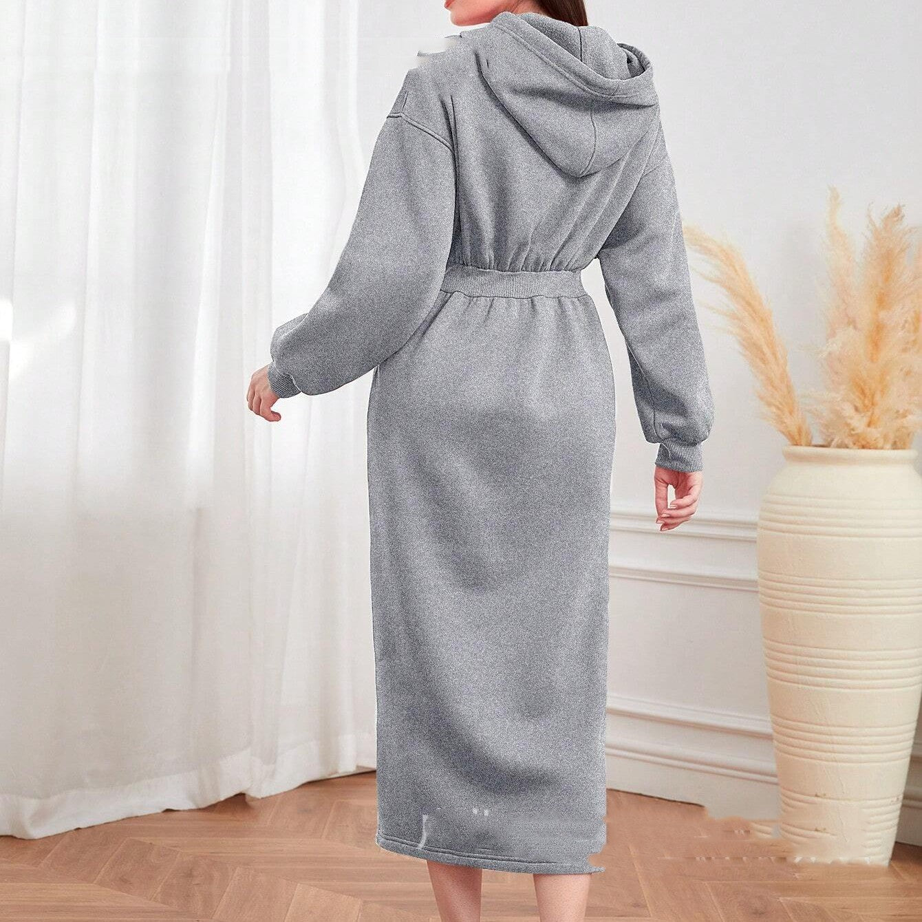 Ivyshape | Slit Drawstring Mid-Length Sweater Dress