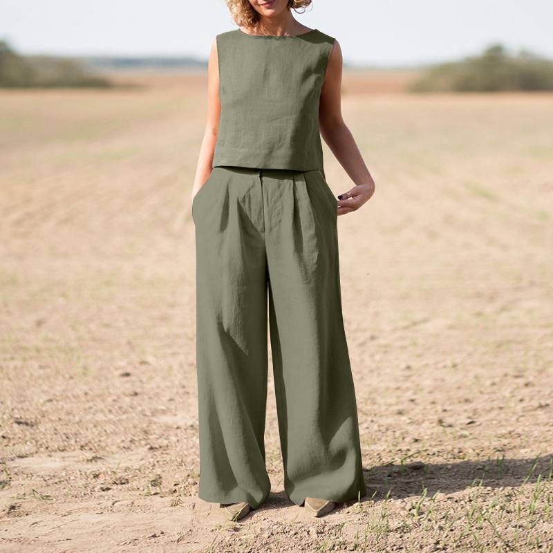 Vest Top + Wide-leg Pants Sets