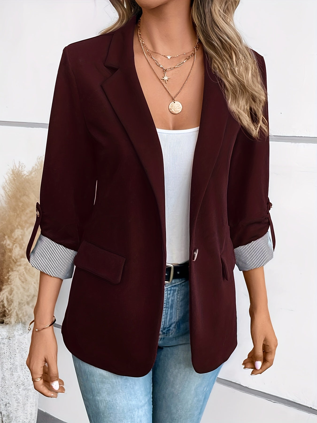 Ivyshape | Elegant Business Long Blazer With