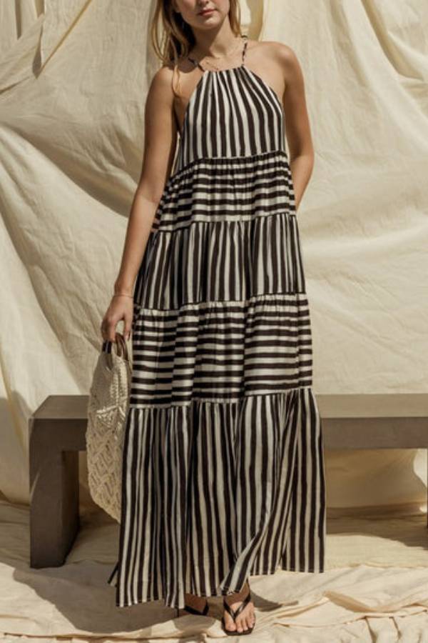 Ivyshape | Stripe Maxi Tiered Dress