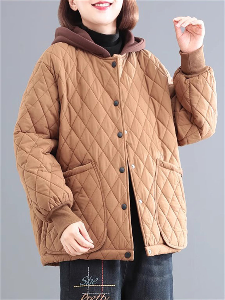 Winter Casual Rhombus Thickened Quilted Cotton Jacket