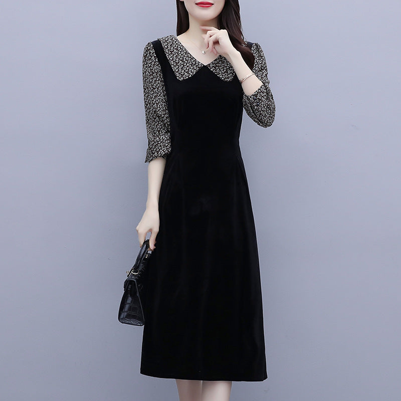 Ivyshape | Velvet Western Style Slim Long-Sleeved Dress