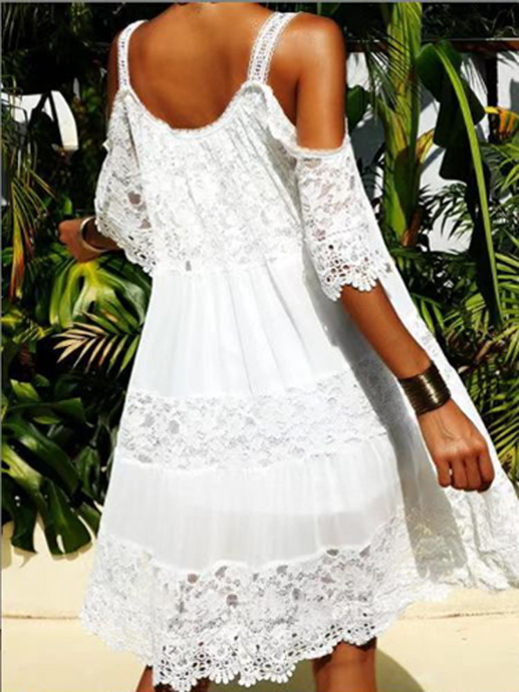 Summer Elegant Floral Lace Midi Dress | Ideal for Summer