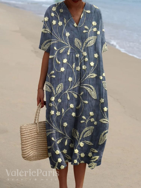 Ivyshape | Casual dress with floral print made of breathable cotton fabric