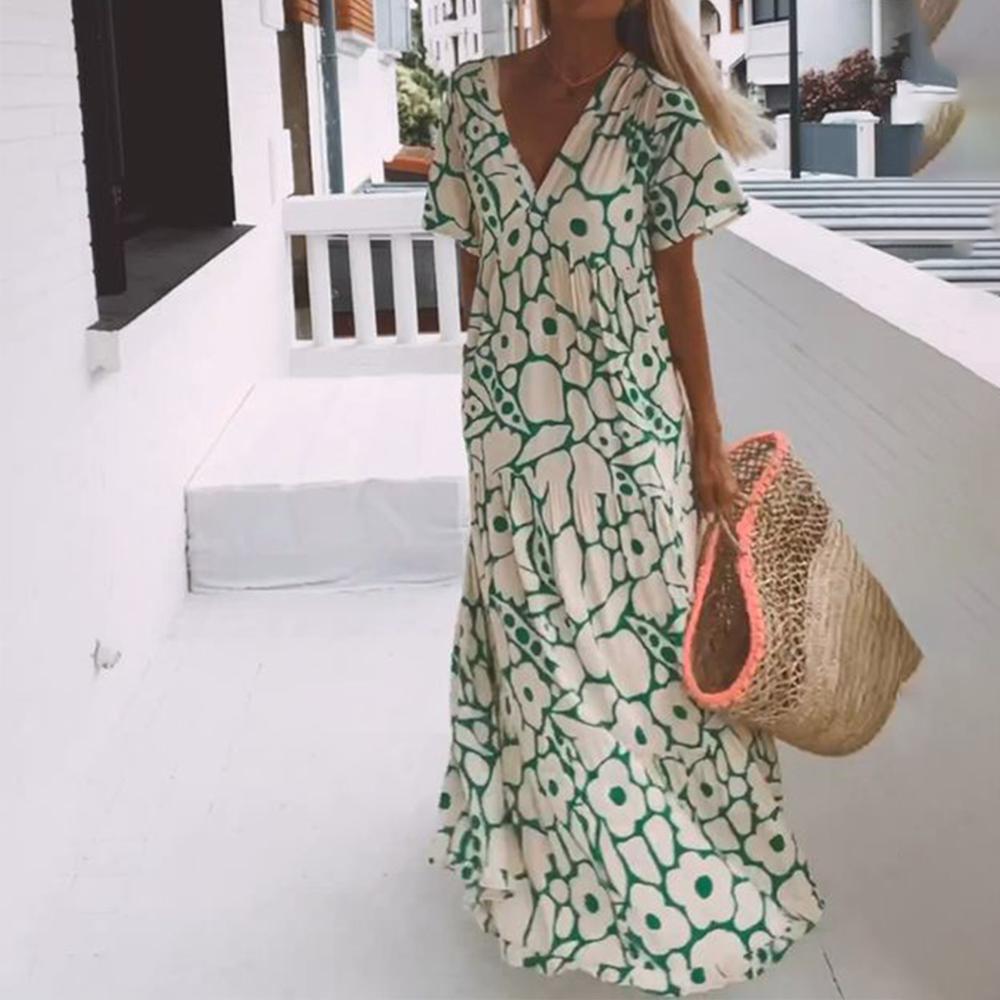 Summer Maxi Dress with Short Sleeves | Perfect for Casual Days