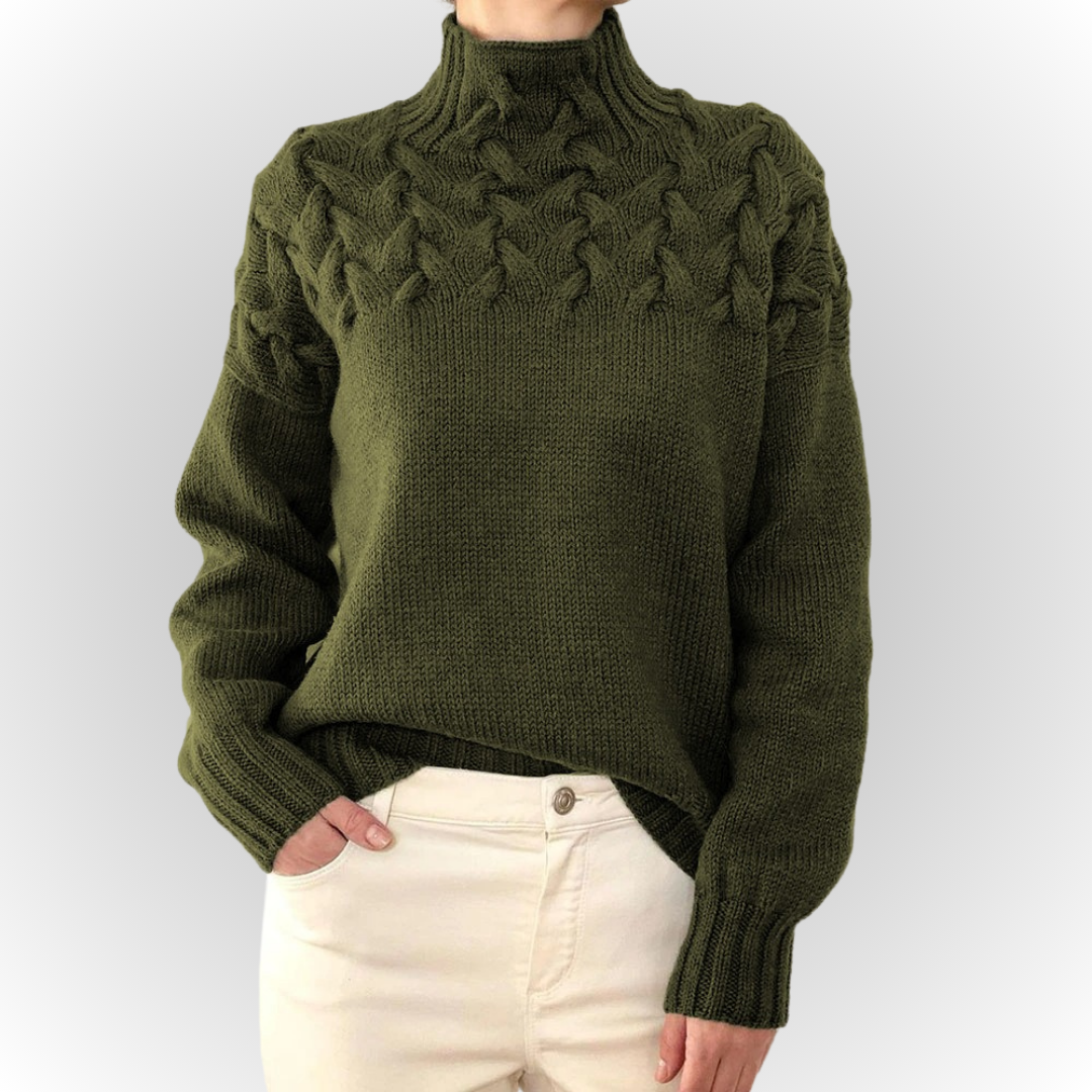 Ivyshape | Cozy Cable Knit Turtleneck Sweater