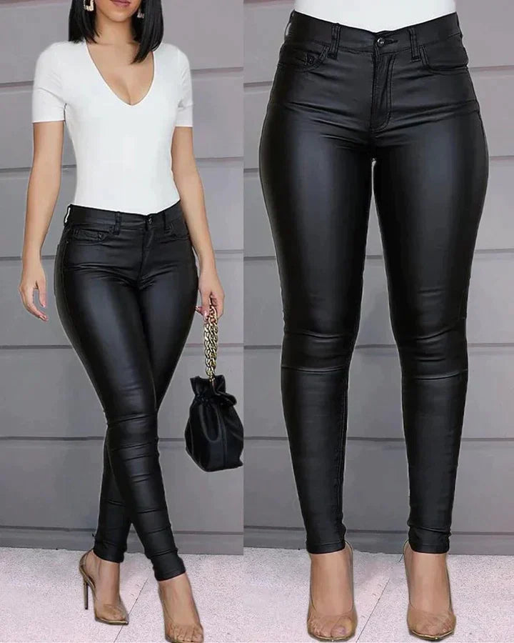 Ivyshape | Women's Stretchable Pants Leather