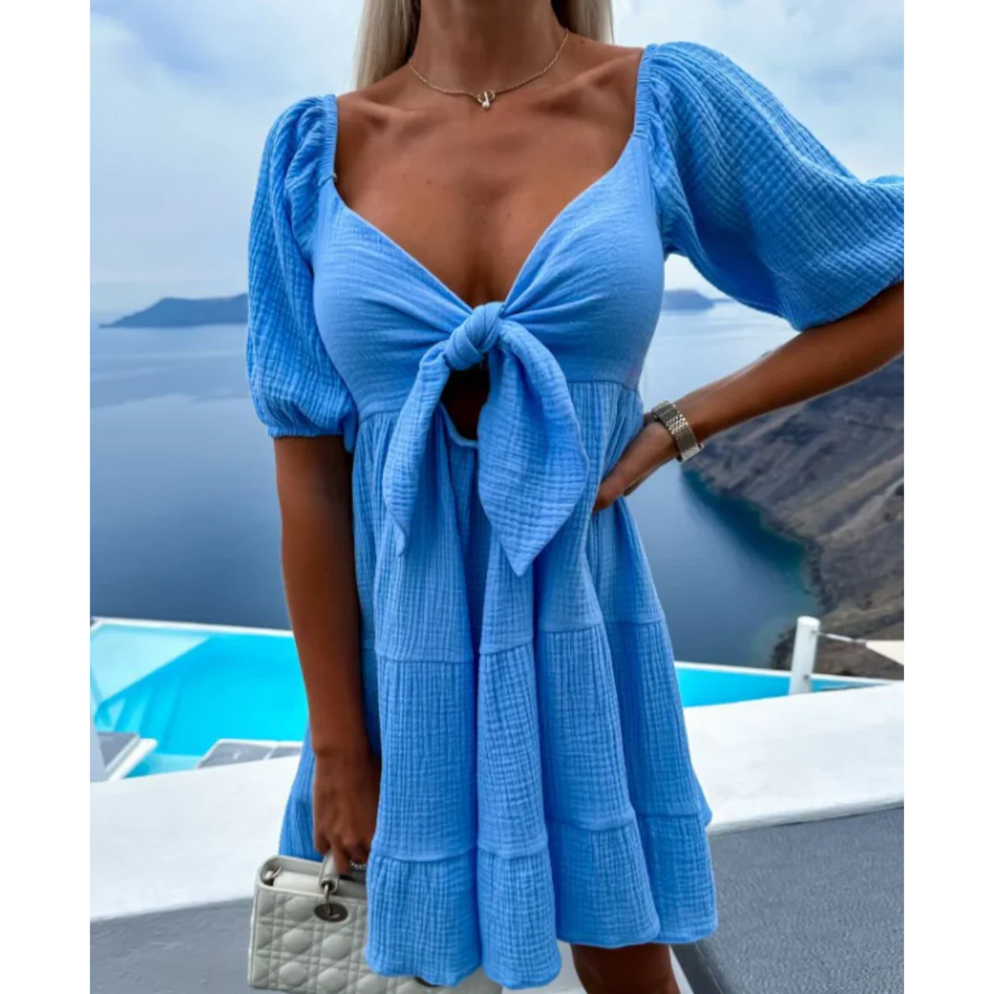 Ivyshape | Women's Ribbon Mini Dress Cool