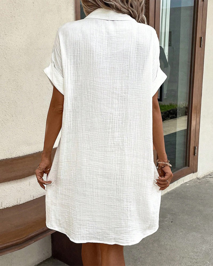 Ivyshape | Women's Buttoned Down Dress Mid