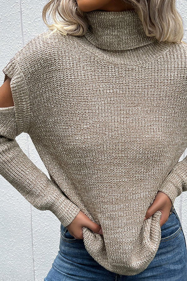 Ivyshape | Long Sleeve Solid Color Hollow Off Shoulder Sweater