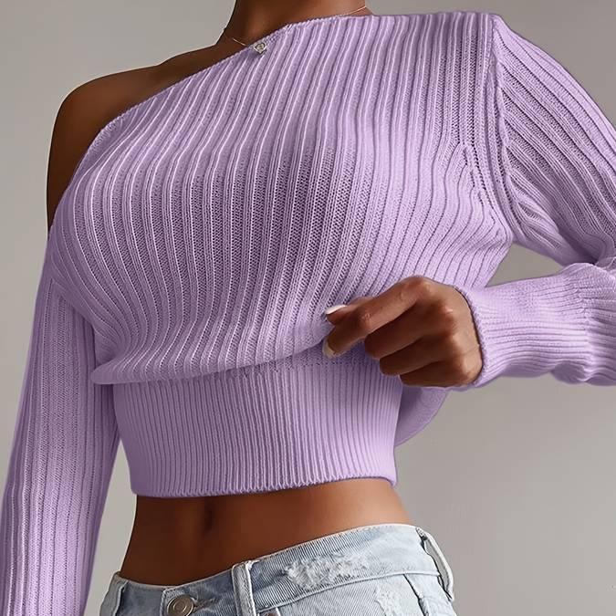 Ivyshape | Women's Asymmetric Knit Short Sweater