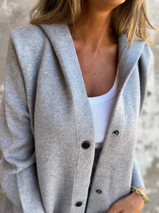 Ivyshape | Casual Single-Breasted Blazer with Hood