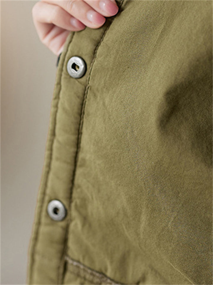 Solid Color All Match Hooded Short Cotton Coat