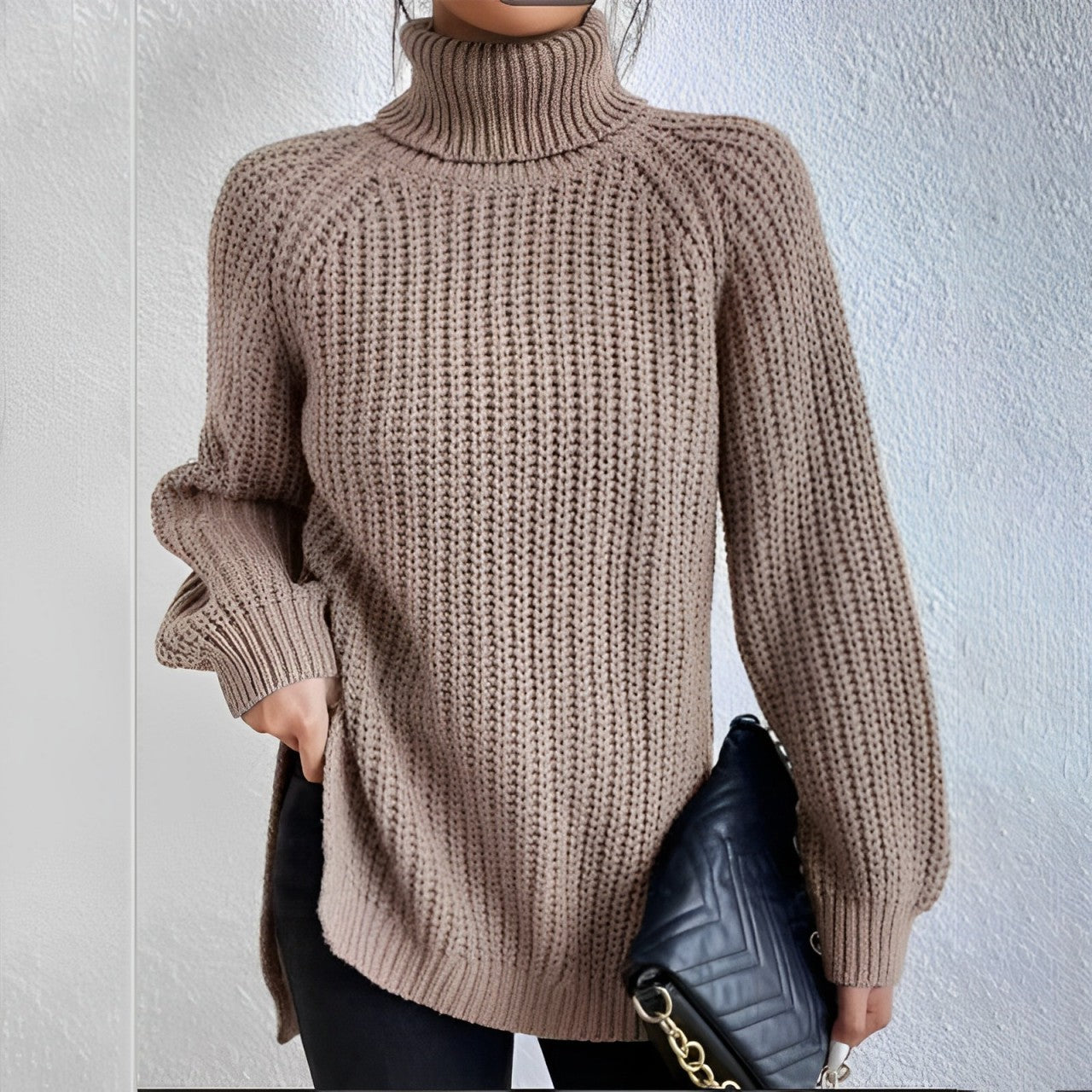 Ivyshape | Thick Turtleneck Sweater Made Of Cotton