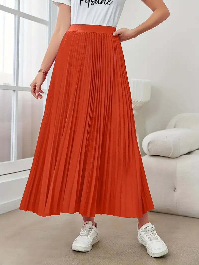 Ivyshape | Women's Stylish Pleated Skirt Long