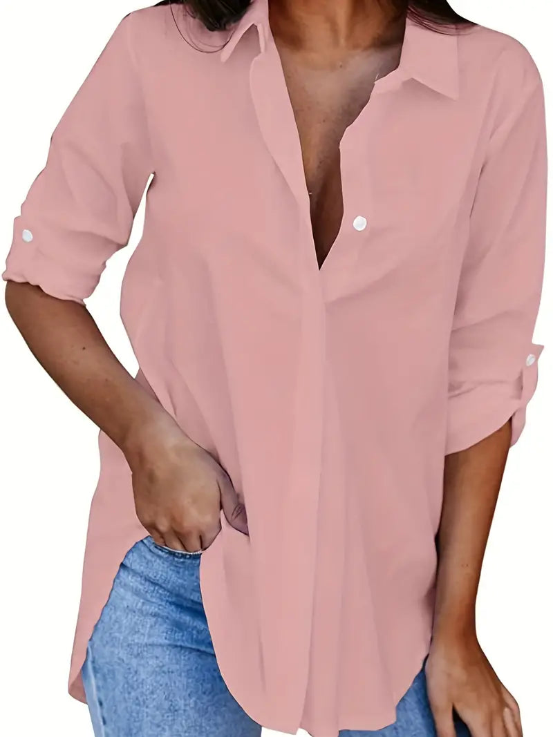 Ivyshape | White Women's Shirt Summer Blouse