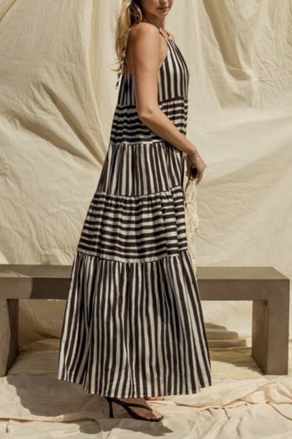 Ivyshape | Stripe Maxi Tiered Dress