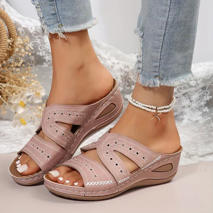 Ivyshape | Women's Wedge Sandals with Hollow-Out Design