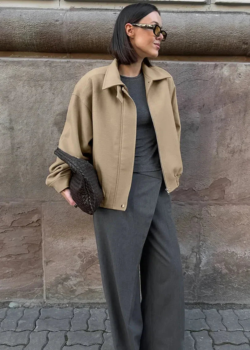 Ivyshape | Elegance Woolen Lapel Coat Timeless Comfort