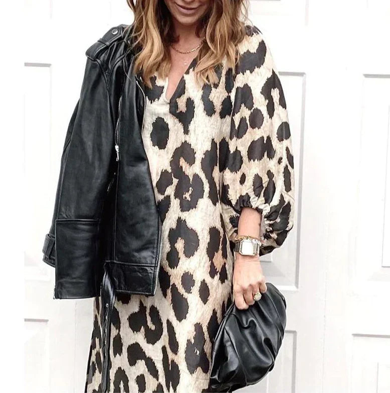 Woman Leopard Prints Maxi Dress