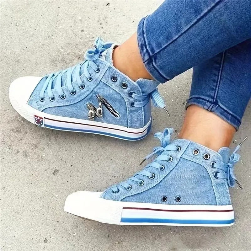 Trendy High-Top Denim Flats for Women