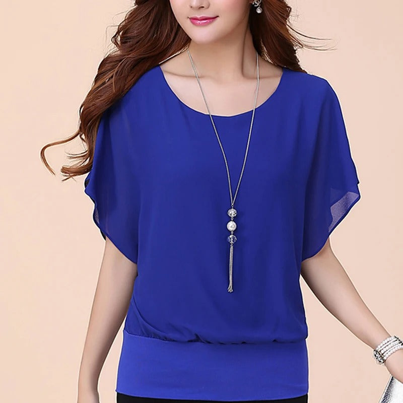 Lightweight Pleated Chiffon Blouse for Women