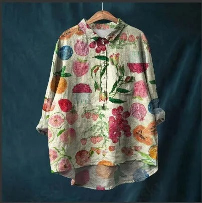 Vibrant Floral Print Blouse for Women (2XL)