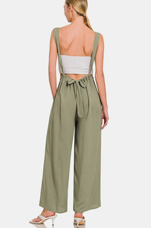 Ivyshape | Zenana Pocketed Wide Strap Wide Leg Overalls