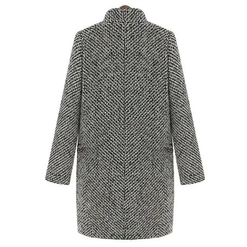 Ivyshape | Houndstooth Pattern Wool Coat