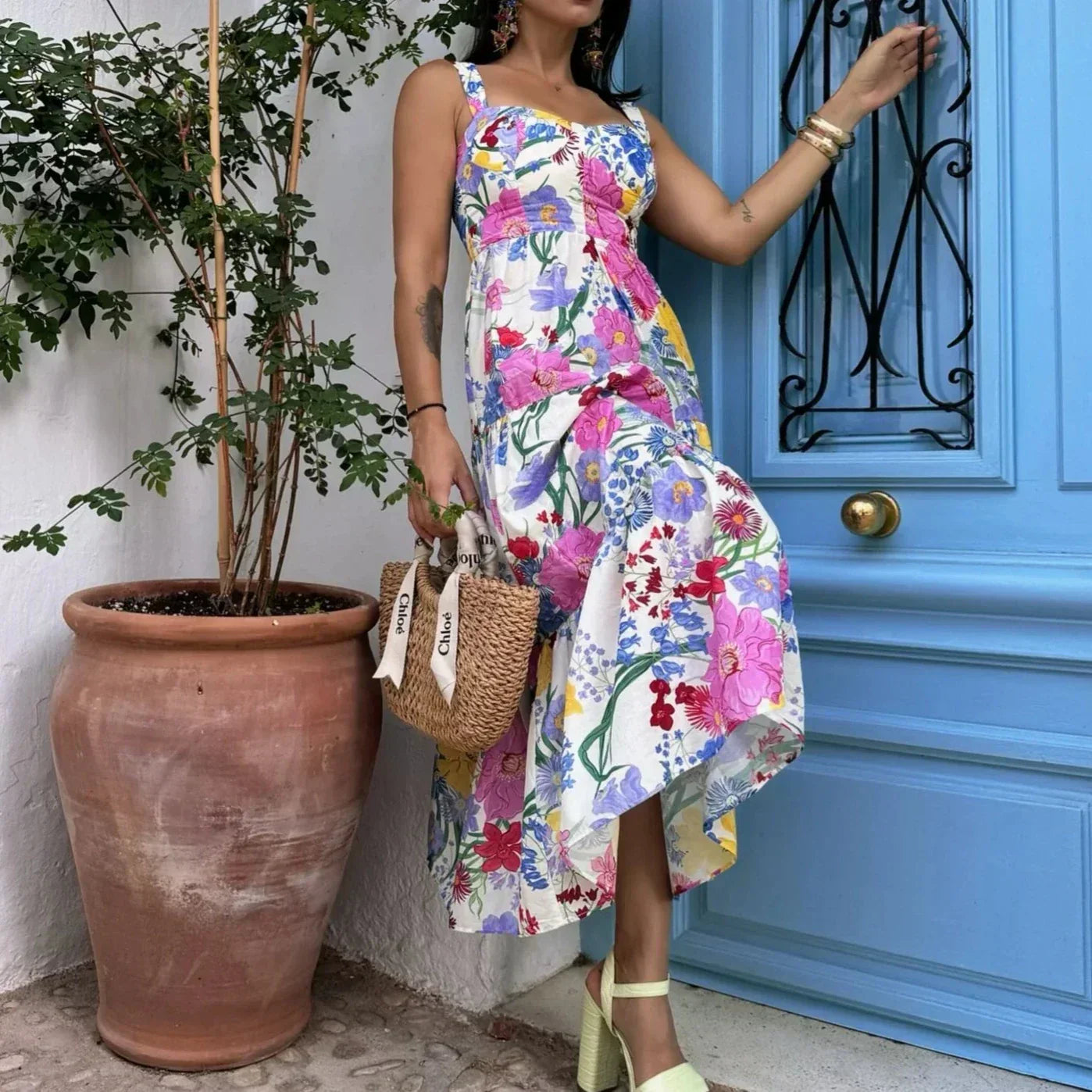 Floral Pattern Dress - Casual - Unique Print - Ideal for Summer