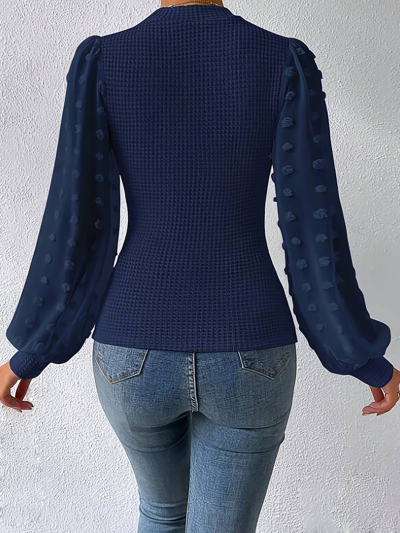 Ivyshape | Women's Knitted Blouse Long Sleeve